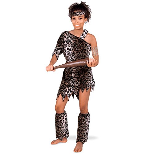 KarnevalsTeufel.de Damenkostüm Leopard Kleid mit Beinstulpen Neandertaler Höhlenmensch Steinzeit Sammler Gr 36-44 (36) von KarnevalsTeufel.de