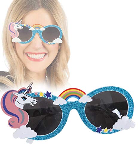 KarnevalsTeufel.de Einhornbrille Unicorn Sonnenbrille Regenbogen Glitzerbrille Partybrille Rainbow Mehrfarbig Mottoparty Märchen von KarnevalsTeufel.de