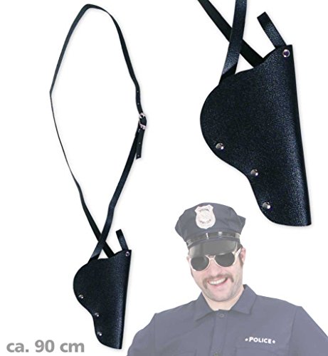 Polizei-Schulterholster ca. 90 cm, Polizei, Karneval, Accessoire, Polizeiholster, Holster; Schulterholster, Pistolentasche, Gürtelpistolentasche, Rollenspiele, Karnevalzubehör, Kostümzubehör von KarnevalsTeufel.de