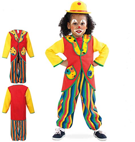 KarnevalsTeufel Anzug "Clowni", buntes Clown-Kostüm für Kinder, 2-teilig, bestehend aus Oberteil und Hose (116) von KarnevalsTeufel.de