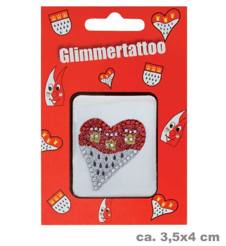 Glimmertattoo Köln Love 35 x 40 mm, Karneval, Accesoire, Köln von KarnevalsTeufel.de