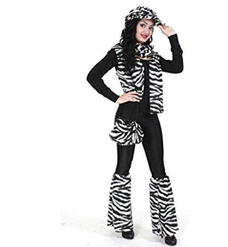 KarnevalsTeufel Damenkostüm-Set Zebra, 4-TLG. Weste, Tasche, Schal und Mütze | M, XL | Plüsch, Tierkostüm, Karneval, Mottoparty (M) von KarnevalsTeufel.de