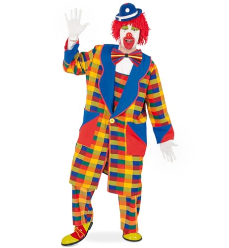 KarnevalsTeufel Herren-/Damenkostüm "Clown Pebbi" Mantel, bunt blau gelb rot kariert, Karneval, Fasching, Mottoparty (Large) von KarnevalsTeufel.de