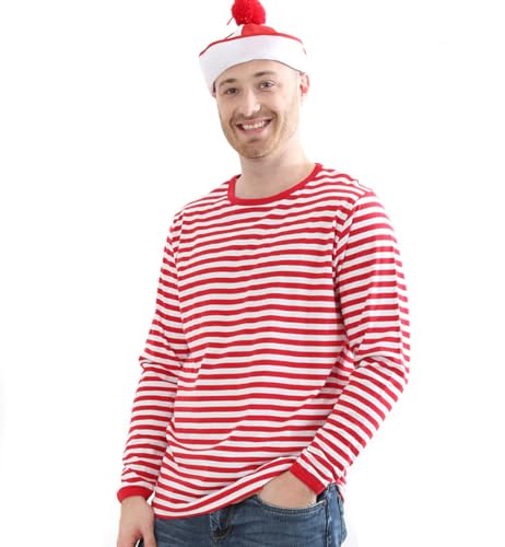 KarnevalsTeufel Herrenkostüm "Ringel-Shirt" rot/weiß Langarm Karneval kombinierbar mit vielen Kostümen (XX-Large) von KarnevalsTeufel.de