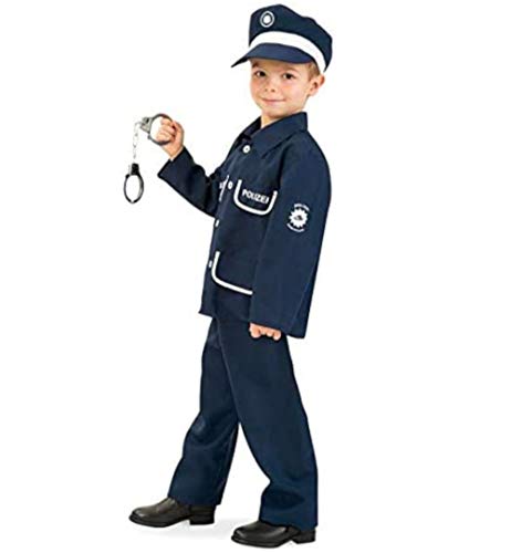 KarnevalsTeufel Kinderkostüm "Polizist Petersen" 2-tlg. mit Mütze Polizei-Uniform dunkelblau, Fasching, Karneval, Mottoparty (128) von KarnevalsTeufel.de