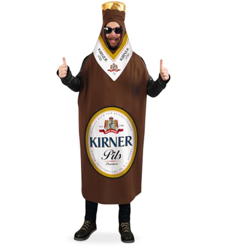 KarnevalsTeufel Kirner Bier Kostüme oder Accessoires Bierflaschen- oder Bierdosen-Kostüm oder Mütze im Kirner Pils Design Auswahl Erwachsene Hunsrück Heimatbier (Flasche Kirner Pils) von KarnevalsTeufel.de