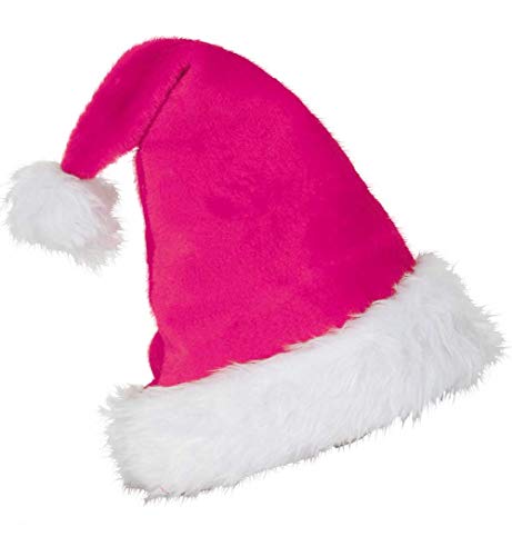 KarnevalsTeufel Mütze Nikolaus Plüsch in verschiedenen Farben Weihnachtsmütze Kopfbedeckung (pink) von KarnevalsTeufel.de