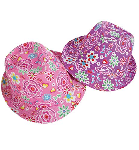 KarnevalsTeufel Trilby Party Hut Discohut Sommerhut Flower Power Lila Festival Accessoire Verschiedene Designs und Farben (Flower Lila) von KarnevalsTeufel.de