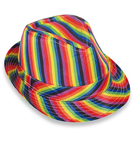 KarnevalsTeufel Trilby bunt Regenbogenfarben Hippie Hut 70er Jahre Sommerhut Reggae Partyhut Pride (Trilby Rainbow 1) von KarnevalsTeufel.de