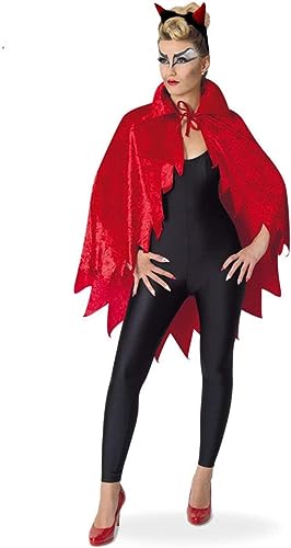 KarnevalsTeufel.de Kostüm für Erwachsene Devil-Cape Umhang in teuflischem Rot und Samtoptik mit Fetzen (Onesize) von KarnevalsTeufel.de