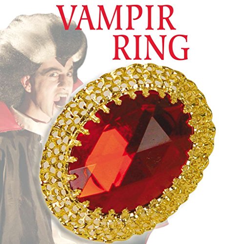 Vampir-Ring XXL rot/Gold Karneval riesig Vampire Modeschmuck Themenabend Mottoparty Accessoire Schmuck Schmuckring Kostümergänzung Verkleidung von KarnevalsTeufel.de