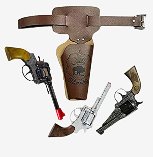 Wilder Westen Set für Erwachsene Gürtel-Tasche braun Pistole Cowboy-Sheriff-Set (Modell 3) von KarnevalsTeufel.de