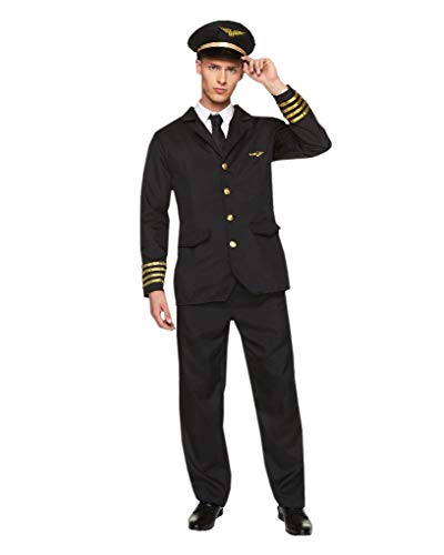 Karnival 82237 Stecker Airline Pilot Kostüm, Herren, Schwarz, Größe XL von Karnival Costumes