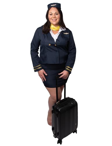 Vegaoo Kostüm Stewardess Plus Size Damen - Blau von Karnival Costumes