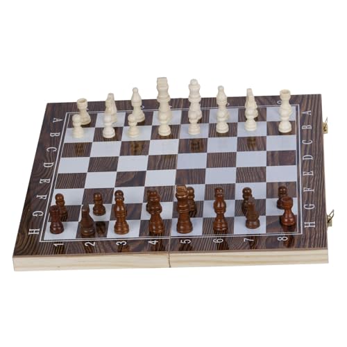 Kartique 3-in-1 Schach-, Dame- und Backgammon-Holzbrett-Set, Größe 38,1 x 38,1 cm von Kartique