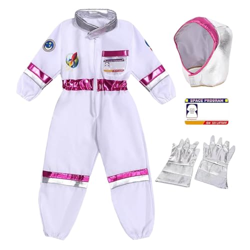 Astronauten Kostüm Kinder Faschingskostüme Kinder Astronaut Kostüm Raumanzug Astronaut Kinderkostüm Junge Kind Na-Sa Weltall Kostüm mit Helm&Handschuhe,Space Kostüm Rollenspiel für Karneval (F, XL) von Kashyke