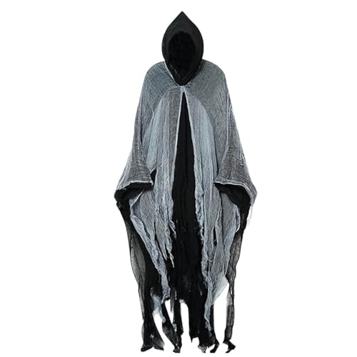 Halloween Geister Kostüm Erwachsene Gruselige Halloween Umhang mit Kapuze Geist Cape Outfit Geist Kostüme Halloween-Kostüm für Herren Damen Frauen Partner (Schwarz) von Kashyke