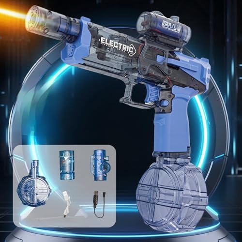 Ultimate Battle Blaster Long Range Motorized Water Gun Water Bottle, 2024 Automatische Wasserpistole Elektrisch with Interactive Lighting, 1200 Mah Water Gun Electric Große Kapazität 500CC (Blau) von Kashyke