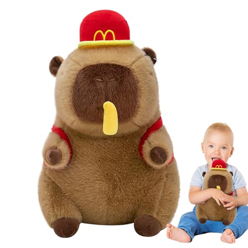 Kasmole Capybara-Kuscheltiere, Capybara-Plüschpuppe - Gefülltes Cartoon-Capybara-Spielzeug | Pommes-Frites-Rucksack-Design, Stofftierspielzeug für Spielzimmer, Wohnzimmer, Couch, Schlafzimmer, Auto von Kasmole