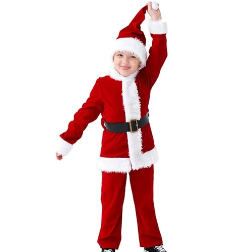 Kasmole Kinder-Weihnachtsmann-Kostüm,Kinder-Weihnachtsmann-Kostüm - Weihnachtsmann-Outfit für,Kinder-Weihnachtsmann-Kostüm-Outfit, Weihnachtsmann-Anzug-Kostüme für Kinder, Kleinkinder, Kinder von Kasmole