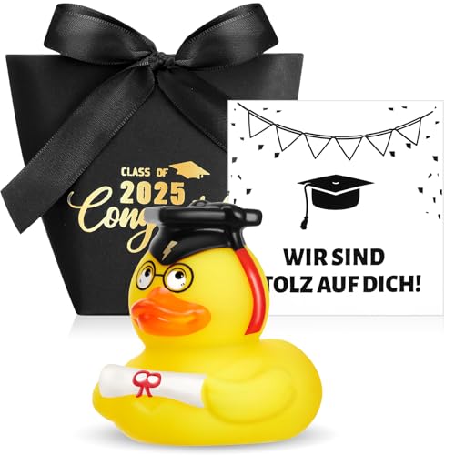 Kasyat Bachelor Geschenk Lustige Akademiker Badeente mit Diplom Bestandene Prüfung Geschenk Glückwunschkarte Geschenktüte Geschenk bei Prüfungen Abschlussfeier Uni Universität Hochschule von Kasyat