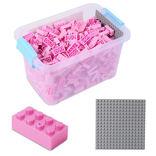 Bausteine - 520 Stück, Kompatibel zu Anderen Herstellern - Inklusive Box und Grundplatte, Pink von Katara
