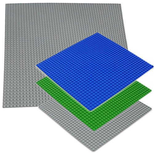 Katara 1672 - Platten Bauplatten 4er Set, 1 x 40cm + 3 x 25,5cm, Kompatibel Lego Sluban Papimax Q-Bricks, Grau Blau Grün von Katara