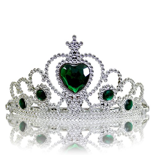 Katara 1682 - Prinzessin Diadem Krone, Verkleidung Kostüm, Fasching Karneval, Haarspange, Silber/Dunkelgrün von Katara