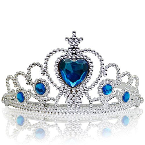 Katara 1682 - Prinzessin Diadem Krone, Verkleidung Kostüm, Fasching Karneval, Haarspange, Silber/Hellblau von Katara