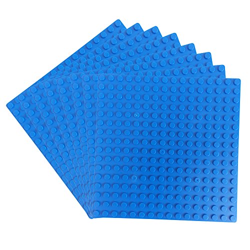 Katara 1741 - Bauplatten Platten 8er Set 13cmx13cm / 16x16 Pins, Grundplatte Kompatibel Lego, Sluban, My, Papimax, Blau von Katara