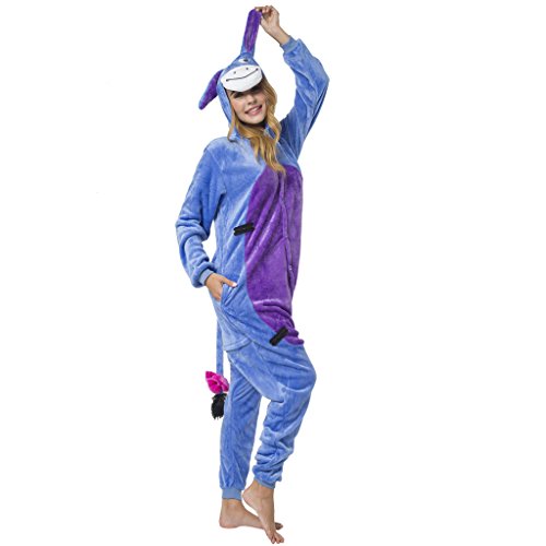 Katara 1744 -Esel I-A Kostüm-Anzug Onesie/Jumpsuit Einteiler Body für Erwachsene Damen Herren als Pyjama oder Schlafanzug Unisex - viele Verschiedene Tiere von Katara