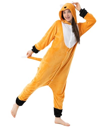 Katara 1744 -Fuchs Kostüm-Anzug Onesie/Jumpsuit Einteiler Body für Erwachsene Damen Herren als Pyjama oder Schlafanzug Unisex - viele Verschiedene Tiere von Katara