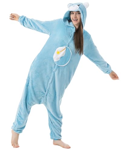 Katara Glücksbärchi-Kostüm Onesie, Schläfchen-Bärchi, Schlummer-Bärchi, Karnevals-Kostüm, Blau von Katara