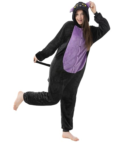 Katara 1744 -Katze schwarz Kostüm-Anzug Onesie/Jumpsuit Einteiler Body für Erwachsene Damen Herren als Pyjama oder Schlafanzug Unisex - viele Verschiedene Tiere von Katara