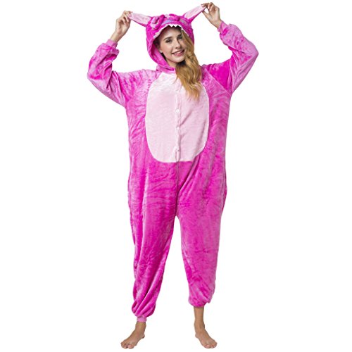 Stitch Kostüm Engel rosa XL, Jumpsuit, Onesie, Karnevals-Kostüm, Verkleidung zum Fasching, Schlafanzug, Hausanzug, Jogginganzug, Cosplay, Tierkostüm für Erwachsene von Katara