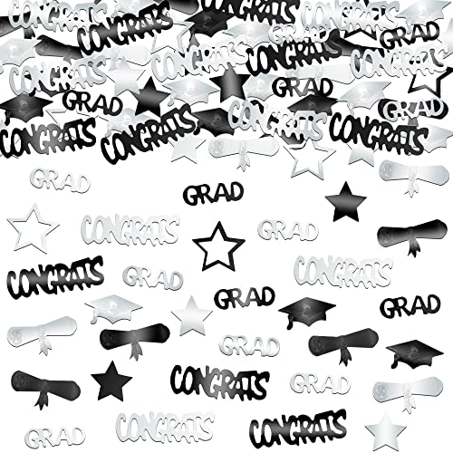 Congrats Grade Graduation Konfetti 22500 - 51 g | 2022 Konfetti Graduation Party Dekorationen 2022 Schwarz und Silber | Abschluss Tischdekoration Abschluss Tischdekoration Abschluss Tafelaufsätze für Tische 2022 von KatchOn