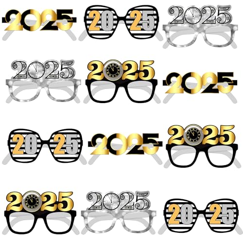 Happy New Year Eye Brille 2023 - 12 Stück | Silvester Partybrille | 2023 Brille Silvester für Frohes Neujahrsdekorationen 2023 | Silvester Partyzubehör 2023, Neujahr Sonnenbrille 2023 von KatchOn