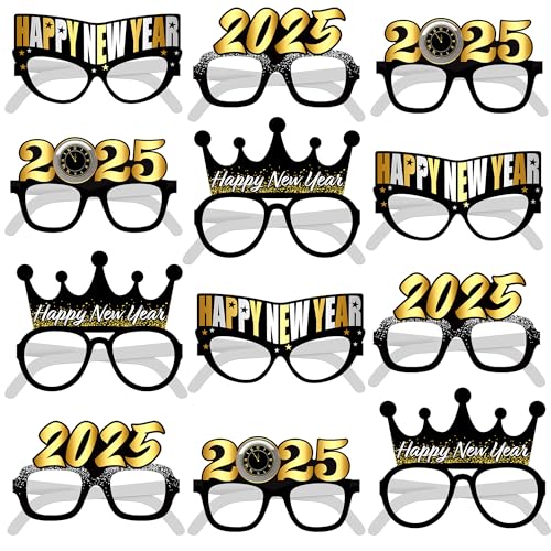 KatchOn, Happy New Year Brillen 2024 - 12 Stück, Silvester Photo Booth Requisiten 2024 | Silvester Brille, Happy New Year Dekorationen 2024 | Silvester Party Supplies 2024, Neujahr Sonnenbrille von KatchOn