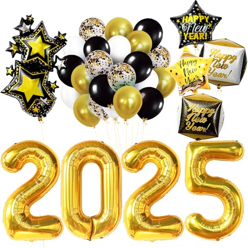 KatchOn, Happy New Year Luftballons Set - Riesig, 38 Stück | Happy New Year Latexballons 2024, Silvester Party Supplies | Silvester Party Ballons 2024, NYE Dekorationen | 2024 Neujahr Dekor von KatchOn