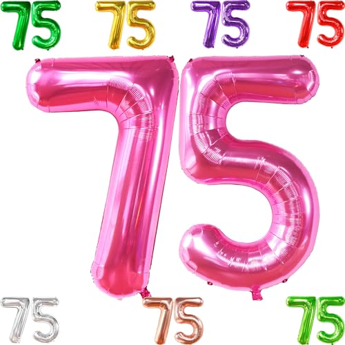 KatchOn, Riesiger Hot Pink 75 Ballon - 40 Zoll | Hot Pink 75 Geburtstag Ballon | 75 Geburtstag Dekorationen für Frauen | Rosa Zahl 75 Ballon | Rosa 75 Jahre alt Ballon für 75 Geburtstag Party Supplies von KatchOn