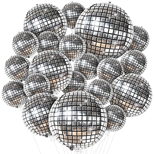 KatchOn, große silberne Discokugel-Luftballons – 32 Zoll, 20 Stück | Disco-Luftballons, Disco-Partydekorationen | Discokugel-Ballon für 70er-Jahre-Partydekorationen | Letzte Disco-Bachelorette-Party von KatchOn