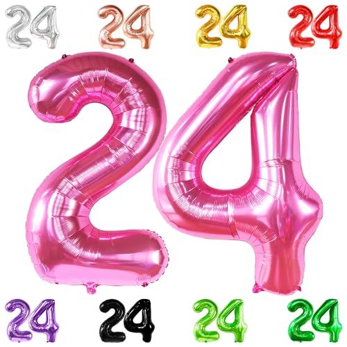 Riesen Hot Pink 24 Ballon Zahl - 40 Zoll | Hot Pink 24 Geburtstag Luftballon | 24 Geburtstag Dekorationen für Mädchen | Rosa Zahl 24 Ballon | Rosa 24 Jahre alt Ballon für 24 Geburtstag Party Supplies von KatchOn