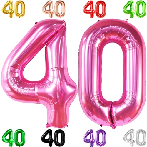 Riesen Hot Pink 40 Ballon Zahl - 40 Zoll | Hot Pink 40 Geburtstag Luftballon | 40 Geburtstag Dekorationen für Frauen | Rosa Zahl 40 Ballon | Rosa 40 Jahre alt Ballon für 40 Geburtstag Party Supplies von KatchOn