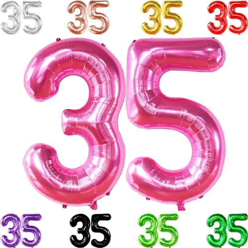 Riesiger Hot Pink 35 Ballon Zahl - 40 Zoll | Hot Pink 35 Geburtstag Luftballon | 35 Geburtstag Dekorationen für Frauen | Rosa Zahl 35 Ballon | Rosa 35 Jahre alt Ballon zum 35. Geburtstag Partyzubehör von KatchOn