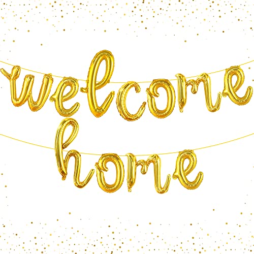 Welcome Home Goldfolien-Luftballons mit kursiven Buchstaben von KatchOn