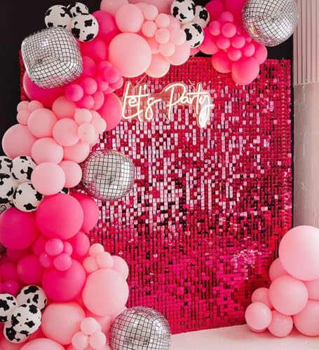 Kate Shimmer Wall Panels Pailletten Hot Pink Wand Pailletten Hintergrund Party Panels für Party Dekoration 24PCS von Kate