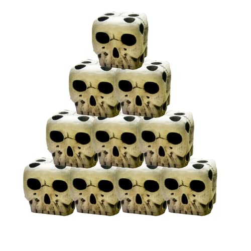 Katsy Set mit 10 Totenkopf-Würfeln, 6-seitig, Skelett-Würfel, Halloween-Würfel, 2 cm von Katsy