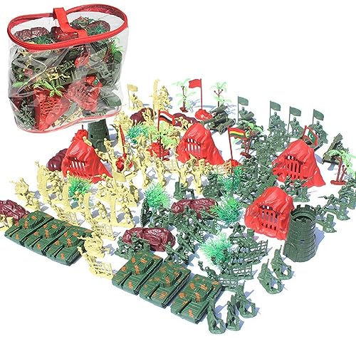 140-teiliges Armee-Actionfiguren-Set Militär-Spielzeugsoldaten aus Kunststoff Armee-Männer Mini-Militärfiguren Soldaten-Spielset mit Militärwaffen und Zubehör von Katutude