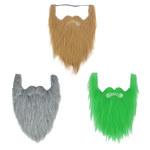 3pcs Party Künstlicher Bart Gefälschte Bärte Schnurrbärte gefälschte Bärte Halloween Bart Weihnachtsmann Bart Weihnachten Weihnachtsmann Bart Kostüm Verkleidung Weihnachtsmann Cosplay Zubehör von Katutude