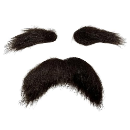 Katutude Braun Gefälschte Bärte Augenbrauen Set, Lustiger Bart Fake Bart Augenbrauen Gesichtsbart Party Künstlicher Bart Schnurrbärte Halloween Bart Weihnachtsmann Bart für Halloween Cosplay Supplies von Katutude